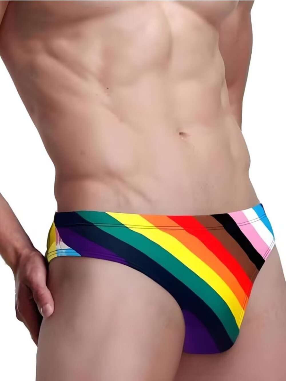 Rainbow Pride Swim Briefs Men's XL Quick Dry Triangle Swimsuit Beach NWT